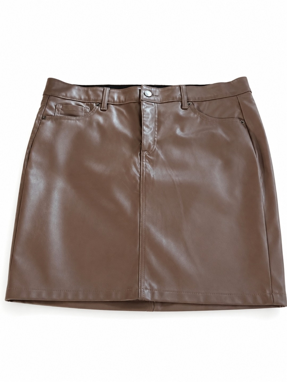 Torrid Size 14 Taupe Brown Faux Leather Mini Skirt NWT - Picture 3 of 6